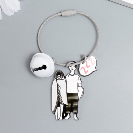 Acryl keychain on a cable with a bell "couple. Pajama party" 10x5 cm-1