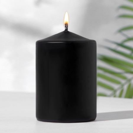 Candle-cylinder, 6x8.5 cm, 180 g, 12 hours, black