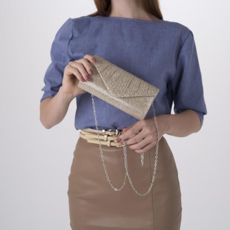 Female clutch, a valve department, a long chain, gold color-3