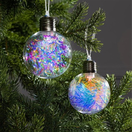 A set of Christmas tree balls "Brilliant" 2 pcs., Batteries, 1 LED, glow RGB