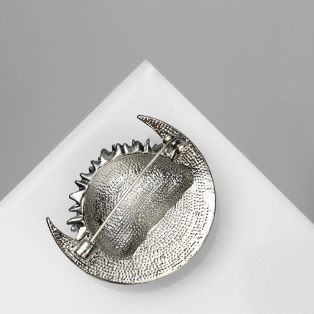 Brooch "Hedgehog" on the moon, blue color in silver-1