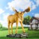 Garden figure "Elk on a stone" from the polystone good souvenirs, 52 cm, large, brown