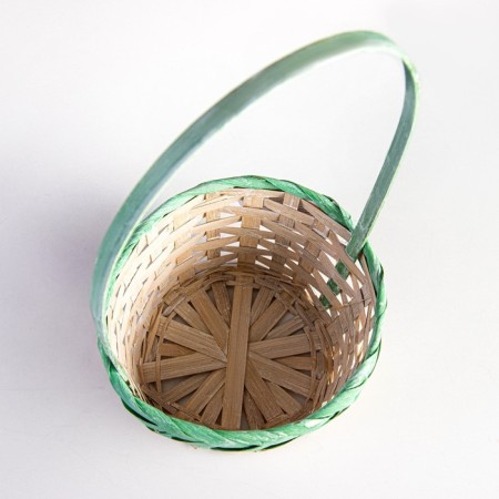 Wicker basket (bamboo), 17 x 9 x 30cm, white-green-2
