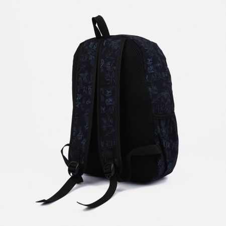 A backpack with a zipper, 3 outer pockets, black color-3