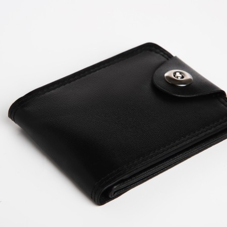 Male purse for magnet, department for bills, for maps, for coins, black color-2