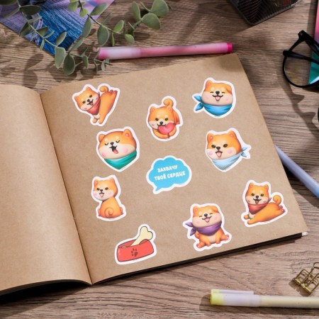 A set of paper stickers "Pyosik", 10 pcs-3