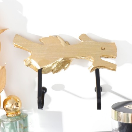 Decorative polystone hooks "Golden branch with leaves" 11.5x4.4x16 cm-3