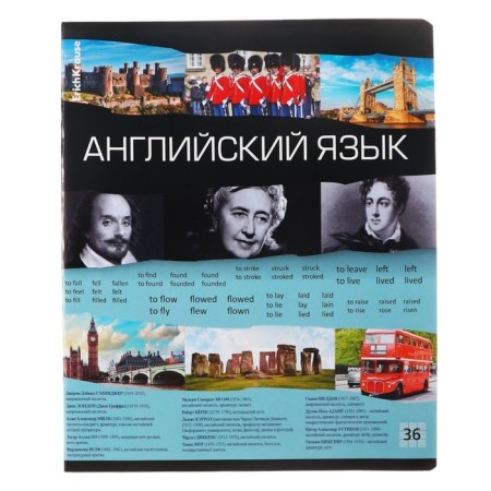 Subject notebook, 36 sheets, cage, English, Erichkrause "Timeline", coated cardboard, Bloc Offset 100%, information block-1