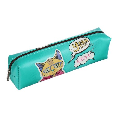 School Penal "Cool Cat", on a zipper, mix-1
