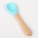 Set for feeding: bib, plate on a suction cup, spoon, crumb, I, blue