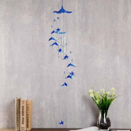 Wind music plastic "dolphin" 4 tubes + 11 figures