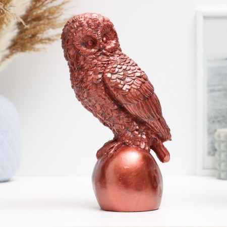 Figure "Owl on the ball" aged copper 19x9x8cm
