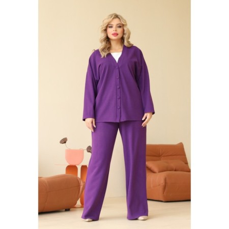Women's costume: cardigan, trousers, size 50, black color-12