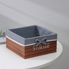 Basket for storage of the derage, 19 × 19 × 10 cm, medium, wood, brown color, gray color