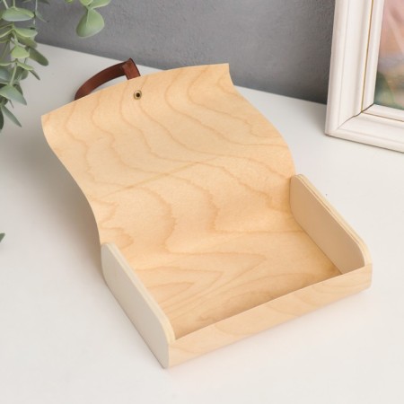 Casket wood under painting Rectangle "Thin sheet with a bow" 15x10x4 cm-2