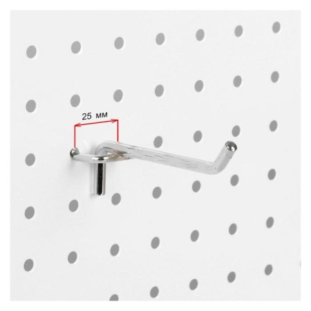 A single hook for a metal perforated panel, step 25 mm, d = 6 mm, l = 100 mm, chromium color-1