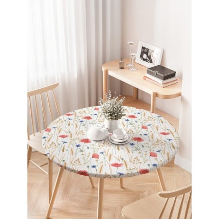 Tables on the table “Field of Macs”, round, oxford, elastic band, size 120x120 cm, diameter 75-100 cm-2