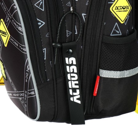 School backpack 40x33x15cm, ergonomic back, Across 410, black/yellow-9