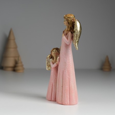 Polystone souvenir "Angel with an angel in pink dresses" 6.5x4x15.5 cm-2
