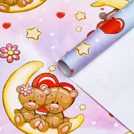 Glossy packaging paper "Bear on the Moon", 70 × 100 cm, 1 sheet-3