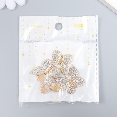 Decor for creativity Metal "Butterfly" rhinestones, gold 2.5x2.5 cm-3