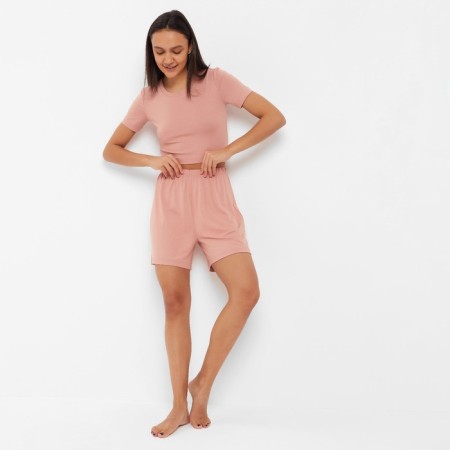 Women's set (T-shirt, shorts) minku: Home Collection Tsarily beige color, size 48-4