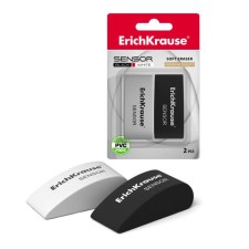 Set of Erasers 2 pieces Erich Krause, Sensor Black & White, 50 x 18 x 23 mm, soft, hypoallergenic, in blist