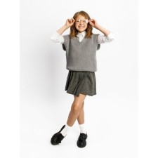 Vest for girl knit, height 134 cm, gray color