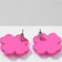Earrings Metal "Clover" with hearts, pink color