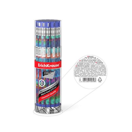 Mechanical pencil Erichkrause "Colortouch Patchwork", Grifel D = 2.0 mm, with a grief, "Soft-Touch" case with a design, in a tube-7