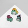 Set of icons (3 pcs.) "Frogs", colored in ferrous metal