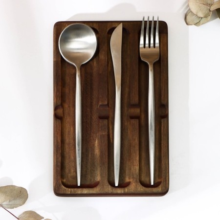 ADELICA tablespoon stand, 3 sections, 24 × 15 × 1.8 cm, painted in dark color, birch-2