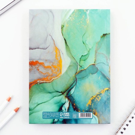 Diary A5, 160 l. solid cover "Green marble"-1