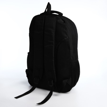 Youth backpack from textiles on lightning, 4 pockets, black/blue color-3