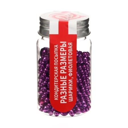 Confectionery sprinkling "different sizes", balls, purple, 50 g-1