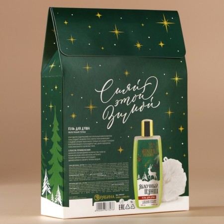 Gift set of cosmetics, shower gel 250 ml and washcloth, Winter Melody by Ural Lab-7