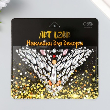 Stick plastic rhinestones "Decoration. Flight" mix 15x12 cm-3