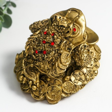 NECK Polystone for bronze "Cash toad on coins and gold ingots" 7.5x9x11 cm-2