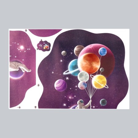 Interior color plastic sticker "Cosmonaut with planets-shawls" 30x45 cm-1