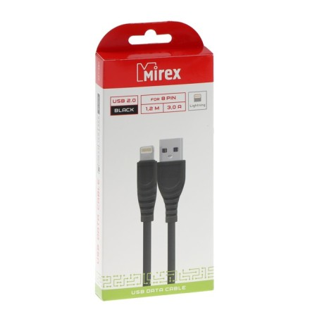 Cable Mirex 13700-007i3bk, Lightning - USB, 3 A, 1.2 m, fast charging, black-3