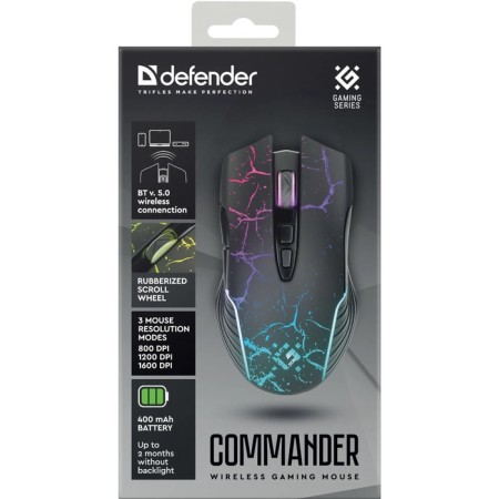 The mouse Defender Commander, game, wireless, optical, backlight, 1600 dpi, USB, black-7