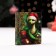 Wooden envelope for money No. 4 "Green, a snake with a gift", 9.8x8.5x2 cm