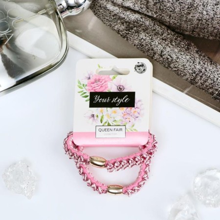 Hair elastic band "Paula" (set 2 pcs) weaving hearts, mix