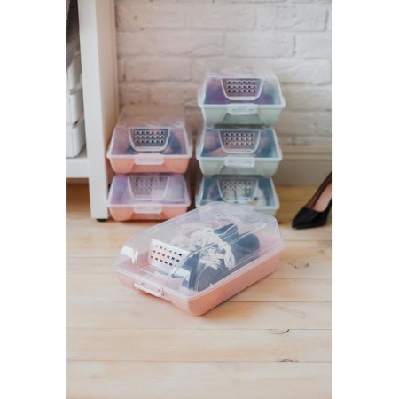Box for storing shoes with a lid "Traces", 37 × 22 × 14 cm, pink color
