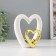 Ceramics candlestick for 1 candle "heart" white with gold 12.7x5.5x12.2 cm