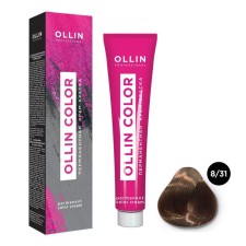 Cream-color hair Permanent Ollin Professional Color, tone 8/31 light-brown golden-fan, 60 ml
