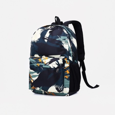 A backpack with a zipper, 3 outer pockets, green color-2