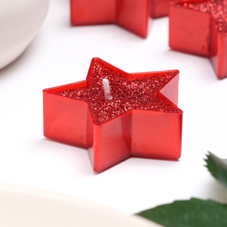 Candle in the sleeve "Star", set of 12 pcs, red spit-1