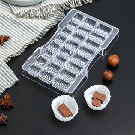 Form for chocolate and sweets "Lego", 24 cells, 20 × 12 × 2.5 cm, depth 1.5 cm
