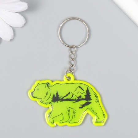 A keychain plastic reflective "brown bear and mountains" 3.4x5.5 cm-2
